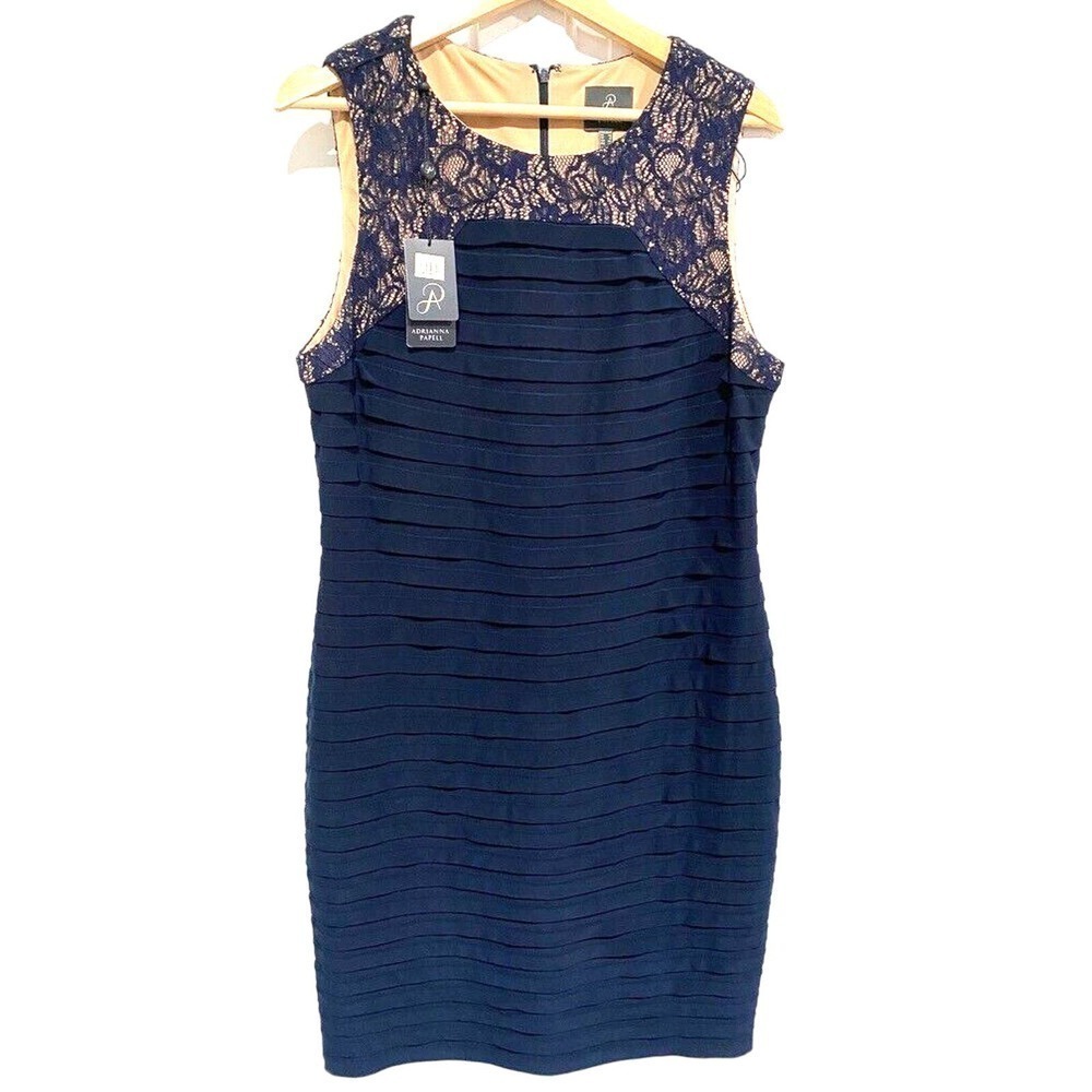 Adrianna Papell - Nordstrom Navy with lace bodycon dress women's size 14
